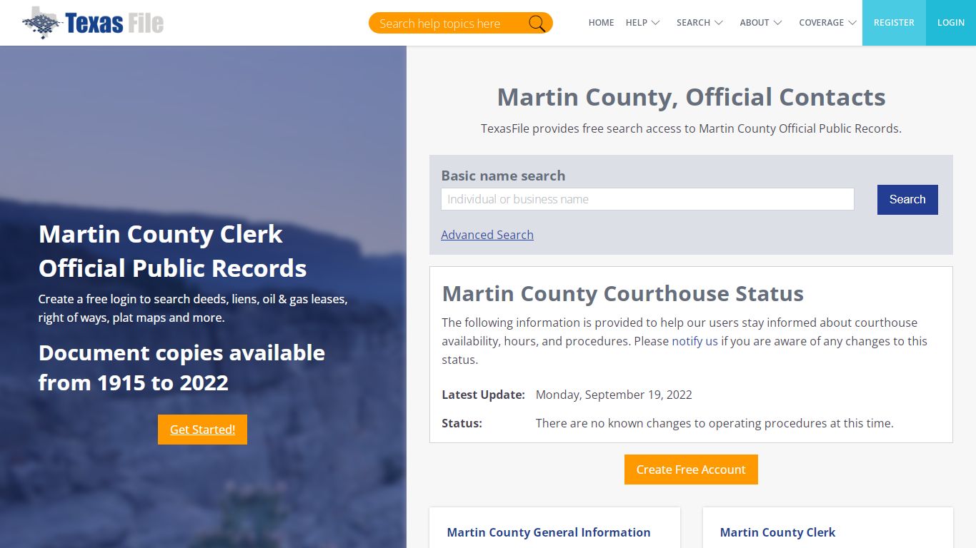 Martin County Clerk Official Public Records | TexasFile