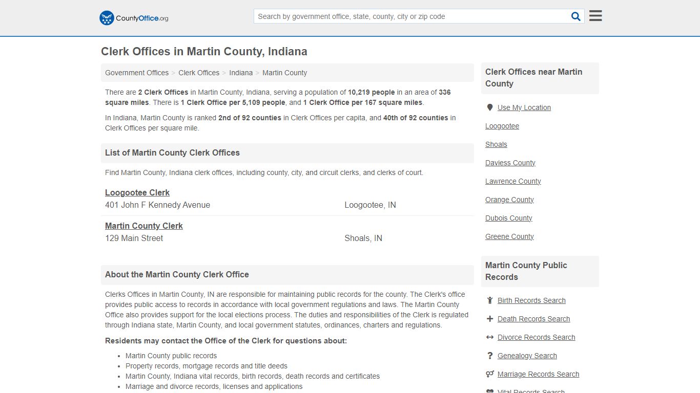 Clerk Offices - Martin County, IN (County & Court Records)